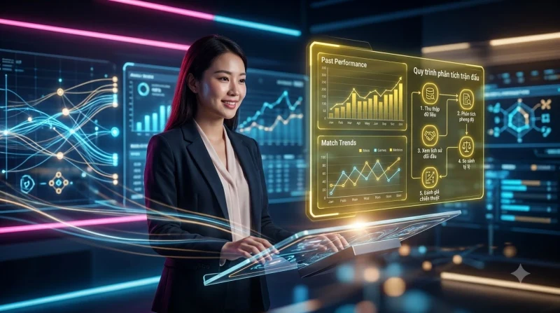 Quy trình bốn bước soi kèo online hiệu quả với các nút holographic kết nối bằng luồng dữ liệu phát sáng